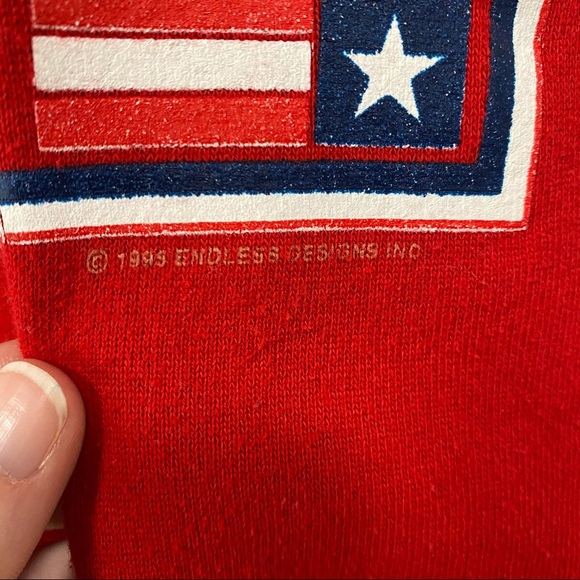 Vintage 90s Red Collared Patriotic Graphic USA Sweatshirt - Picture 8 of 12